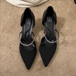 Chic Black Heels with Rhinestone Accent